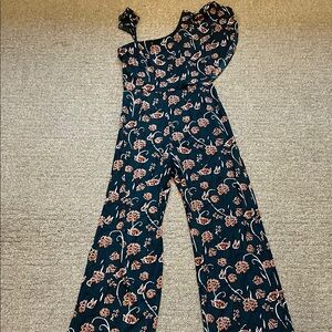 Sugarlips Teal and Rust Floral Jumpsuit Size Medium